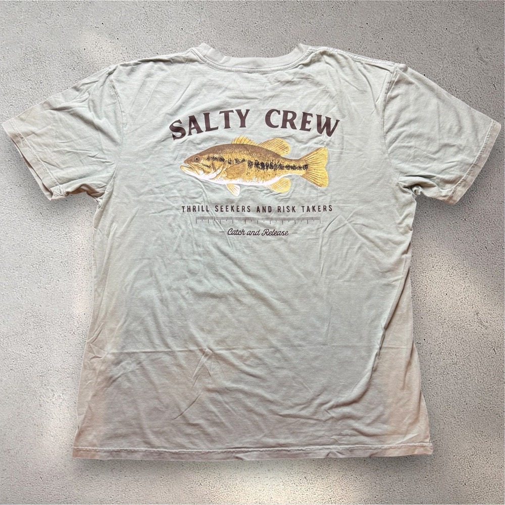 Salty Crew Mens XL Ocean Green Bass Graphic T-Shirt Thrill Seekers Catch Release
